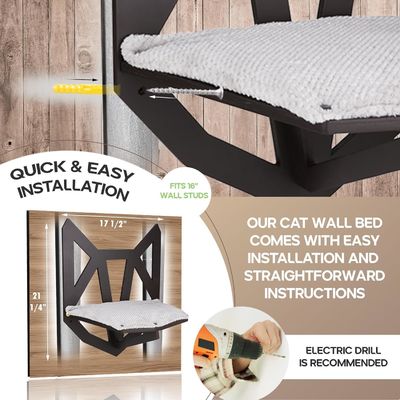 Funzione Risparmiare spazio Parete montata cat scaffale con scaffali posate e letto appeso