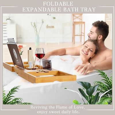 Caddy vasca da bagno in legno espandibile con portalibri e portatelefoni Logo personalizzato accettabile