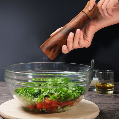 Set di 2 8 "Acacia Legno Salo e pepe macinatore Set con meccanismo di macinatura ceramica regolabile