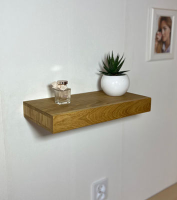 Compartimento segreto galleggiante Descrizione dello scaffale per organizzare oggetti di valore in quercia rustica