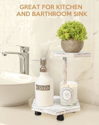 2 strati esagonali in legno con schermo elevato, vassoio bianco per la cucina e il bagno