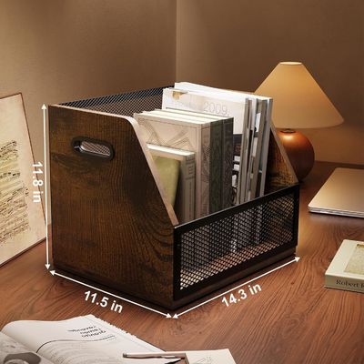 Scatola di archiviazione di dischi in vinile marrone retrò per cassetti di dischi LP robusti e design funzionale