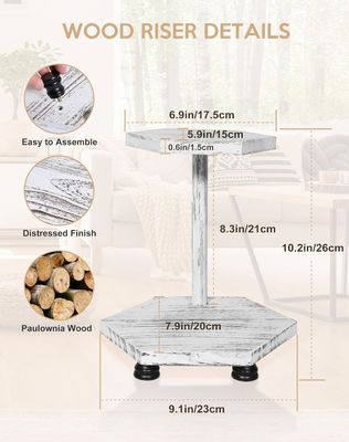 2 strati esagonali in legno con schermo elevato, vassoio bianco per la cucina e il bagno
