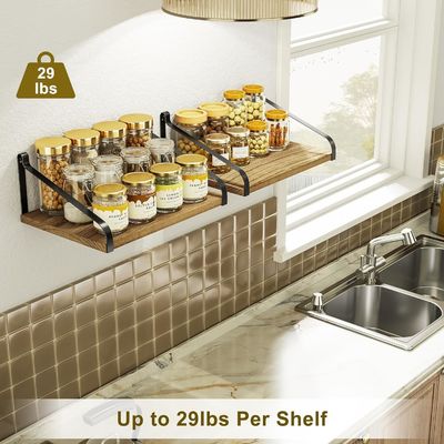 Set moderno di 2 ripiani galleggianti in legno rustico