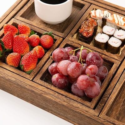 Set di 7 vassoi in legno di acacia stile rustico con manico e campione gratuito