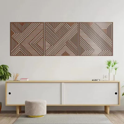 Pannello di linee geometriche in legno decorativo Set di 3 opere murali per soggiorno e asilo