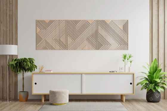 Pannello di linee geometriche in legno decorativo Set di 3 opere murali per soggiorno e asilo