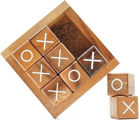Tavolo da caffè in legno Tic Tac Toe da 4 pollici per scrivania e decorazione del soggiorno
