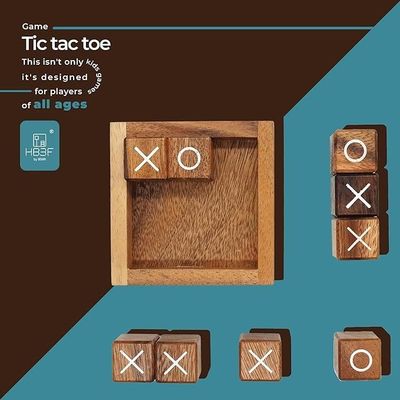 Tavolo da caffè in legno Tic Tac Toe da 4 pollici per scrivania e decorazione del soggiorno