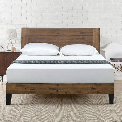 Fabbricazione di piattaforme da letto in legno di pino di grande quantità con testa di letto e supporto in lamiera di legno