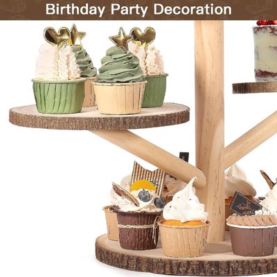 Disegni personalizzati 4 livello Bambù Cupcake Stand per la festa Frutta Snacks Servire vassoio