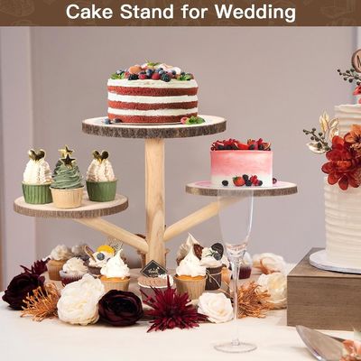Disegni personalizzati 4 livello Bambù Cupcake Stand per la festa Frutta Snacks Servire vassoio