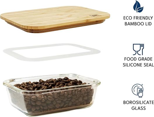 Capo in bambù funzionale e moderno Set di conservazione del cibo in vetro per l'organizzazione del soggiorno