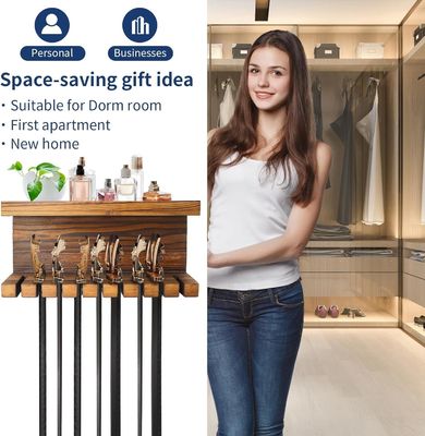 Comodo organizzatore di deposito in cintura di legno con scaffali doppi