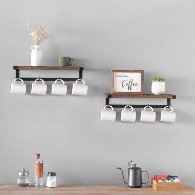 Rack galleggiante in legno massello Accessori per bar da caffè per scaffali da parete in cucina per bambini