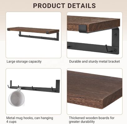 Rack galleggiante in legno massello Accessori per bar da caffè per scaffali da parete in cucina per bambini