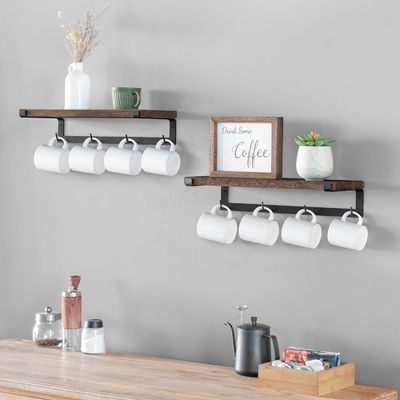 Rack galleggiante in legno massello Accessori per bar da caffè per scaffali da parete in cucina per bambini