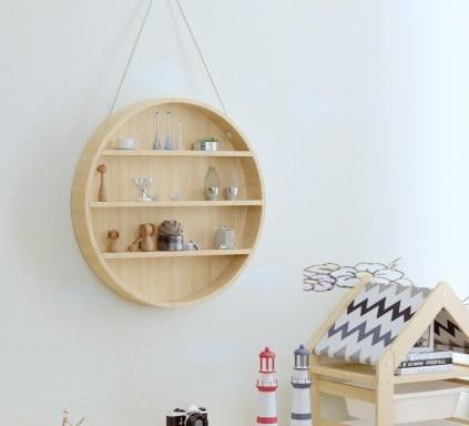 2 livelli di ripiani di legno rustico montati su pareti galleggianti per mobili domestici in ottone moderno