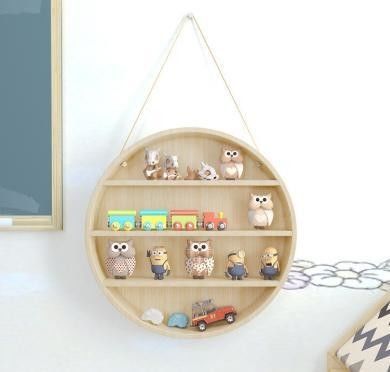 2 livelli di ripiani di legno rustico montati su pareti galleggianti per mobili domestici in ottone moderno