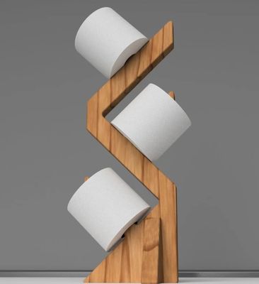 Mensola di legno a doppio livello per porta carta igienica elegante e funzionale