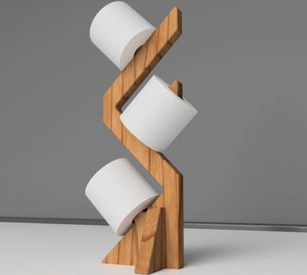 Mensola di legno a doppio livello per porta carta igienica elegante e funzionale