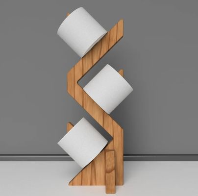 Mensola di legno a doppio livello per porta carta igienica elegante e funzionale