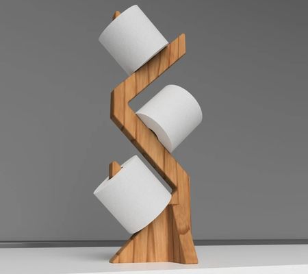 Mensola di legno a doppio livello per porta carta igienica elegante e funzionale