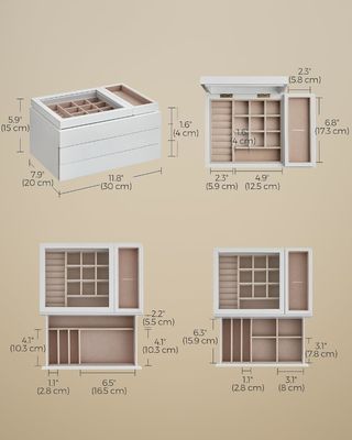 Casella di gioielli in legno a 3 strati a tappo trasparente a forma rettangolare per le esigenze di stoccaggio personalizzate