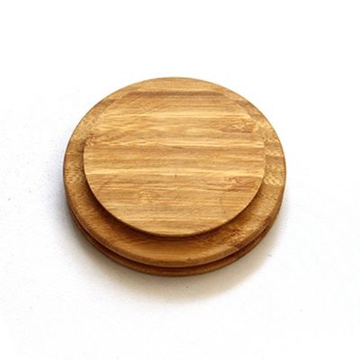 Capo in legno di bambù a forma rotonda personalizzato per portacandele in vetro