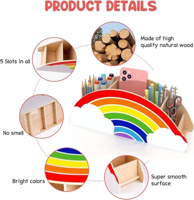 Caddy in legno di bambù stampato su tela di seta per l'organizzazione del telefono e dell'approvvigionamento in legno massello