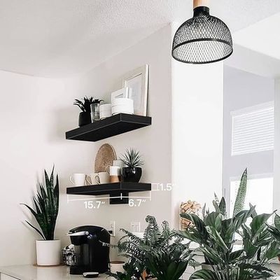 Set di 2 scaffali galleggianti in legno in stile rustico per un'eccellente decorazione domestica