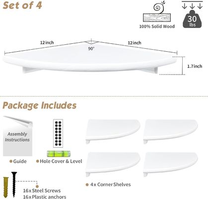 Decorazione personalizzata del soggiorno Set di 4 scaffali galleggianti bianchi rotondi per il muro