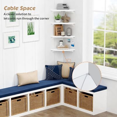 Decorazione personalizzata del soggiorno Set di 4 scaffali galleggianti bianchi rotondi per il muro