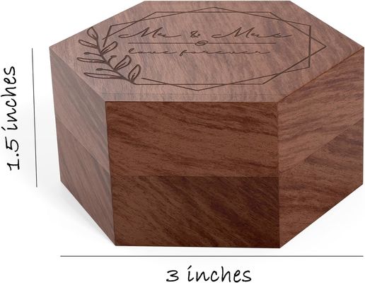 In legno massello Custom 2 slot confezionamento regalo con logo Box anello di legno per anello di fidanzamento