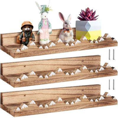 Logo personalizzato muro montato rustico 3 Pcs Snow Mountain ripiani galleggianti per la scuola materna