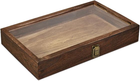 Tavolo per gioielli in legno rettangolare con LED per scatole per gioielli in legno naturale personalizzate