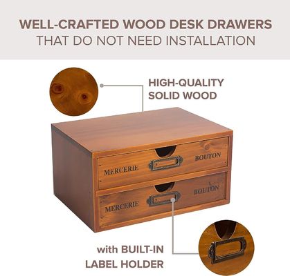 Organizza i tuoi articoli da ufficio con stile con una casella di legno rustica e 4 cassetti