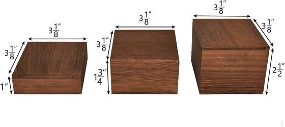 3 supporti di altezza diversa Display in legno Risers Set Logo personalizzato Verniciatura Manipolazione di stampa