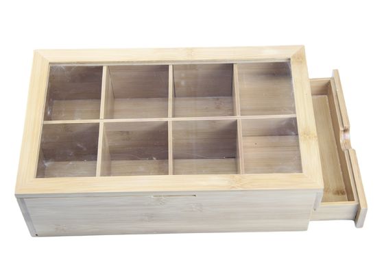 Copertina acrilica visibile fatta a mano Scatola da tè Imballaggio Legno Un'aggiunta unica alla vostra cucina