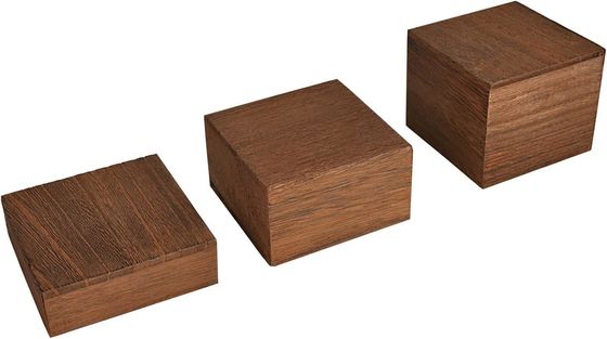 3 supporti di altezza diversa Display in legno Risers Set Logo personalizzato Verniciatura Manipolazione di stampa
