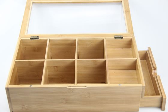 Copertina acrilica visibile fatta a mano Scatola da tè Imballaggio Legno Un'aggiunta unica alla vostra cucina
