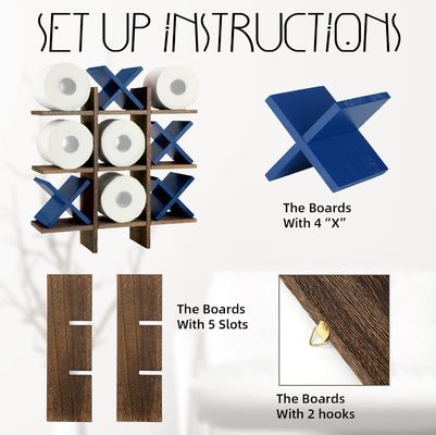 Portatore di rotoli di bagno in legno dietro le porte/sulle pareti