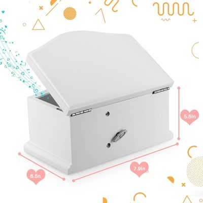 Scatola di gioielli da ballerina in legno bianco medio con specchio per organizzazione personalizzata