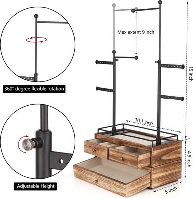 Scatola di legno semplice Custom 6 Livello Gioielli Albero Stand con 2 Livelli Gioielli Scatola di deposito