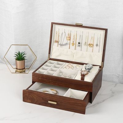 Rectangle Ordine personalizzato Braccialetto in legno massello Orologio Display Gioielli fatti a mano Scatola di deposito