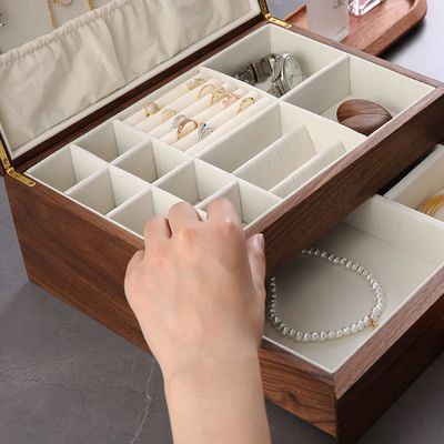 Rectangle Ordine personalizzato Braccialetto in legno massello Orologio Display Gioielli fatti a mano Scatola di deposito