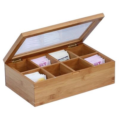 Confezioni d'artigianato per il regalo Logo personalizzato per l'industria Acceptabile scatola da tè in legno con coperchio di vetro