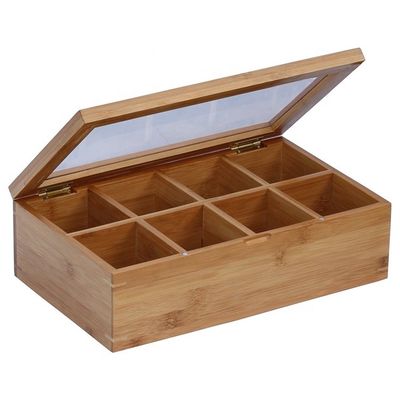 Confezioni d'artigianato per il regalo Logo personalizzato per l'industria Acceptabile scatola da tè in legno con coperchio di vetro