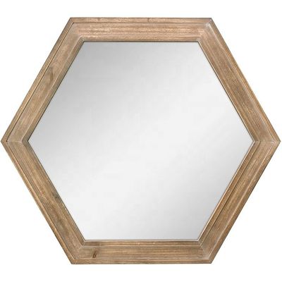 Decorazione del soggiorno di una casa di campagna rustica Specchio appeso a muro in legno in colore semplice