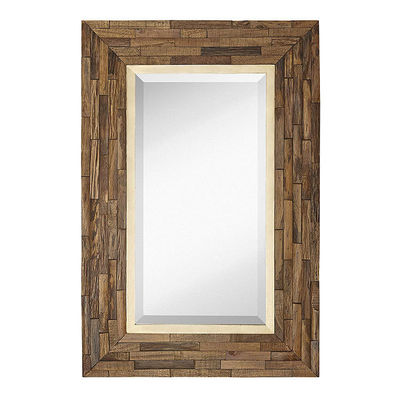 Decorazione del soggiorno di una casa di campagna rustica Specchio appeso a muro in legno in colore semplice